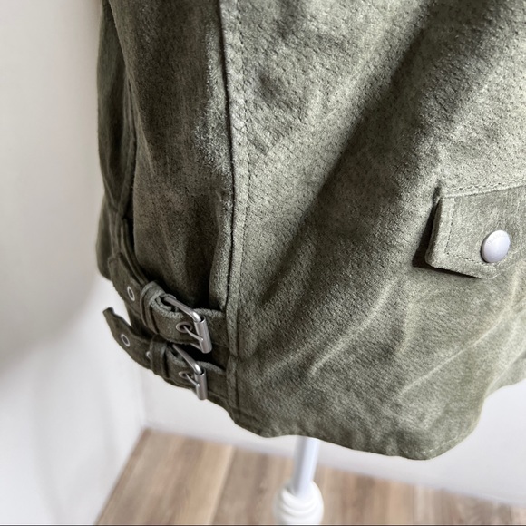 BLANK NYC Green Suede Leather Moto Jacket Size M - Picture 9 of 15